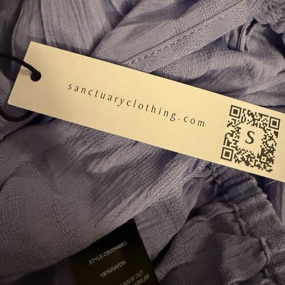 Sanctuary Women's Blouse Cooler Nights Peasant Tie Neck Lavender Size XXL NEW - Picture 9 of 12